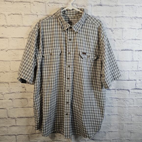 Carhartt Other - Carhartt Mens Short Sleeve Plaid Button Down Shirt Size 2XL Tall Heavy Cotton